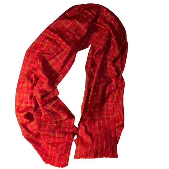 Red Wool Plaid WOOL NEW NWT stunning scarf shawl wrap - Picture 1 of 5